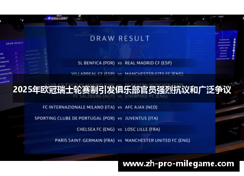 2025年欧冠瑞士轮赛制引发俱乐部官员强烈抗议和广泛争议